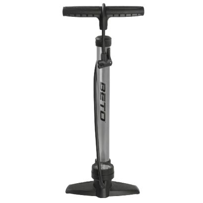 BETO Standpumpe Stahl silber/schwarz mit Doppelkopf