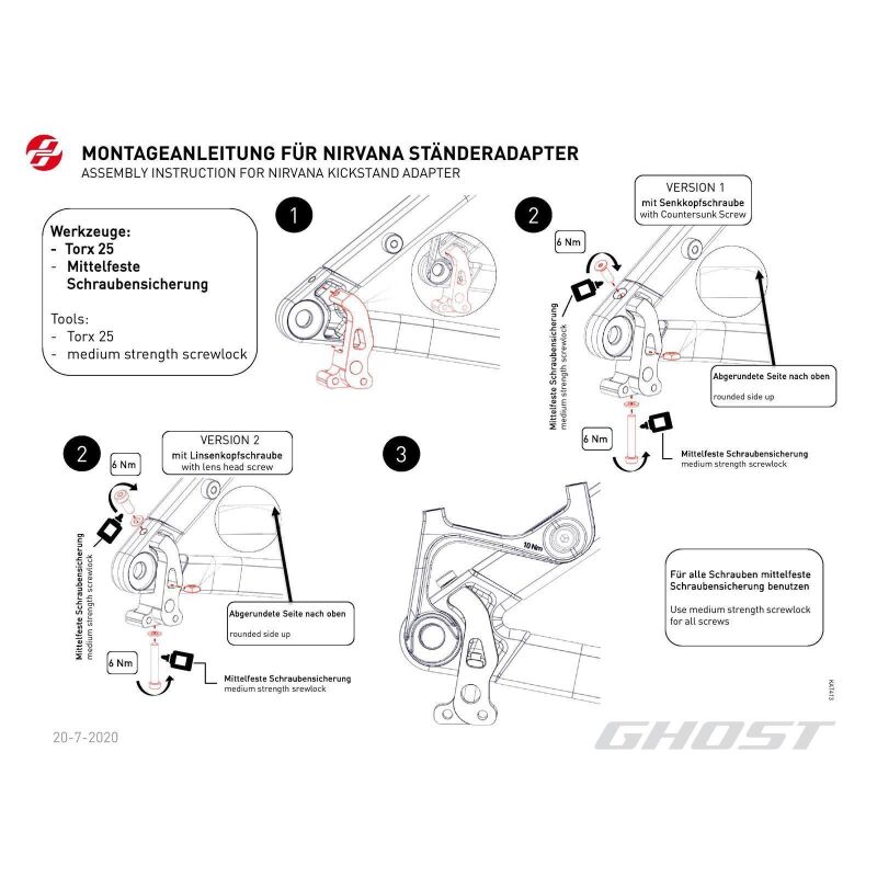 Ghost Kickstand Adapter Nirvana Fahrradständer für KSA18