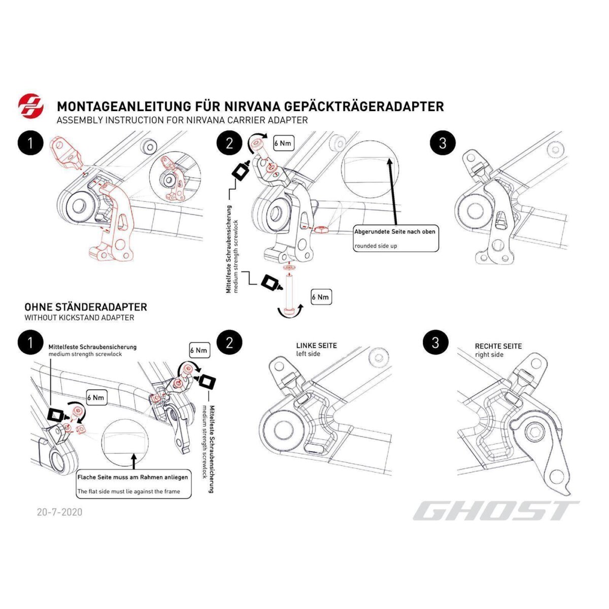 Ghost Kickstand Adapter Nirvana Fahrradständer für KSA18