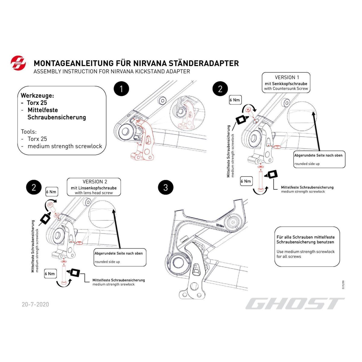 Ghost Kickstand Adapter Nirvana Fahrradstnder fr KSA18