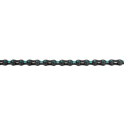 KMC Fahrrad Kette DLC11 Kompatibilität: 11-fach | SB-Verpackung | schwarz / celeste | 118 Glieder