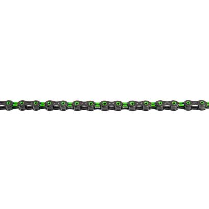 KMC Fahrrad Kette DLC11 Kompatibilität: 11-fach | SB-Verpackung | schwarz / grün | 118 Glieder