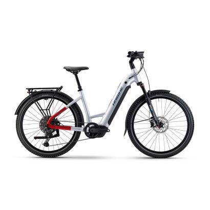 Haibike TREKKING 7 800Wh Tiefeinsteiger Trekking E-Bike 2025 | soft grey/red/blue glänzend