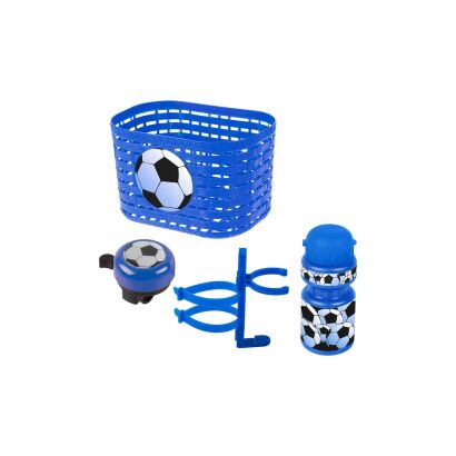 Messingschlager Korb, Glocke, Trinkflasche Zubehör-Set Soccer