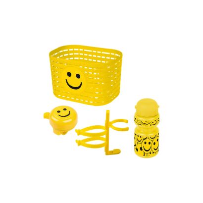 Messingschlager Korb, Glocke, Trinkflasche Zubehör-Set Smile