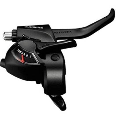 SHIMANO Schalt-/Bremshebel "ST-EF 41" Mod. 15 SB-verpackt, EZ Fire Plus, für V-Brake und mechanischen Scheibenbremsen mit optischer Ganganzeige, 2-Finger, schwarz