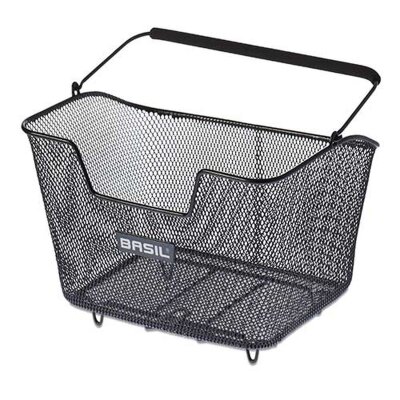 Basil Hinterradkorb Base M Stahl | 30x42,5x23cm, schwarz, engmaschig