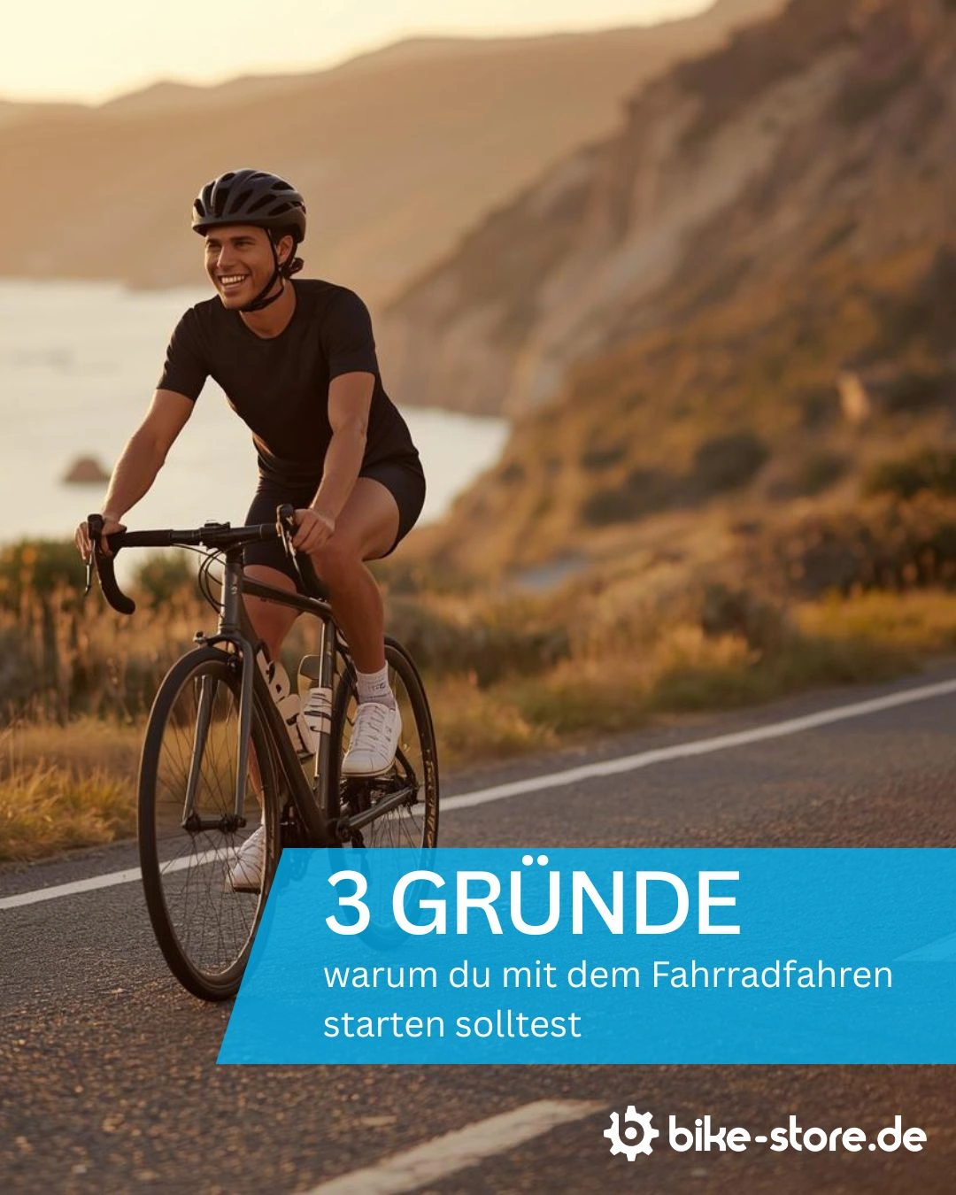 Fahrradfahren im Frühling auf einer sonnigen Straße