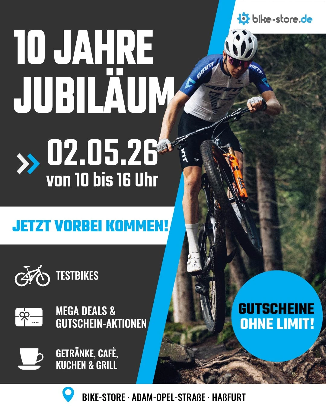 bike-store Jubiläum Haßfurt Gutscheinaktion Event Testbikes Hawks Eishockey vor Ort